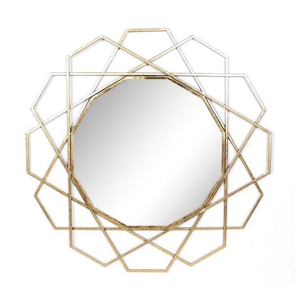 slide 1 of 1, Metal 35" Geometric Mirror, Gold Wb - 36" x 2" x 35"