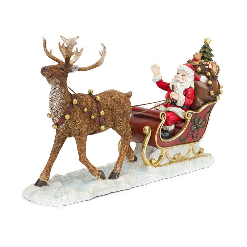 Santa w/Sleigh and Deer - Brown
