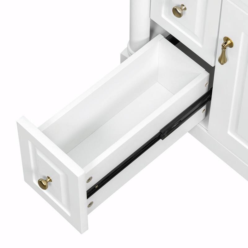 36" Bathroom Vanity with Sink, Freestanding Bathroom Cabinet with Ceramic Basin, Flip Drawer