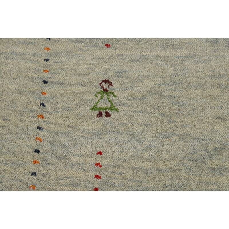 Hand Knotted Oriental 100% Wool Carpet Tribal Tribal Beige & Ivories Gabbeh Area Rug - 4' 11'' X 2' 10''