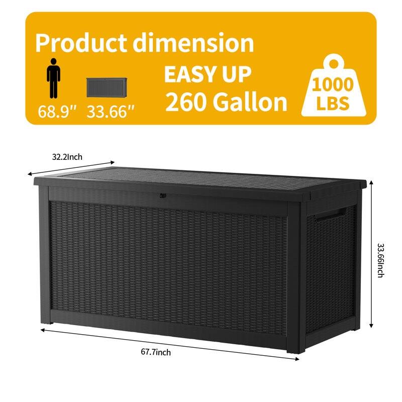 Outdoor Patio Storage Resin Lockable Deck Box