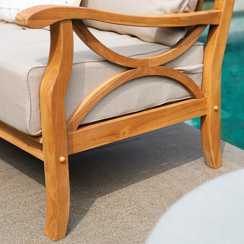 Cambridge Casual Lowell Teak Patio Loveseat with Cushion