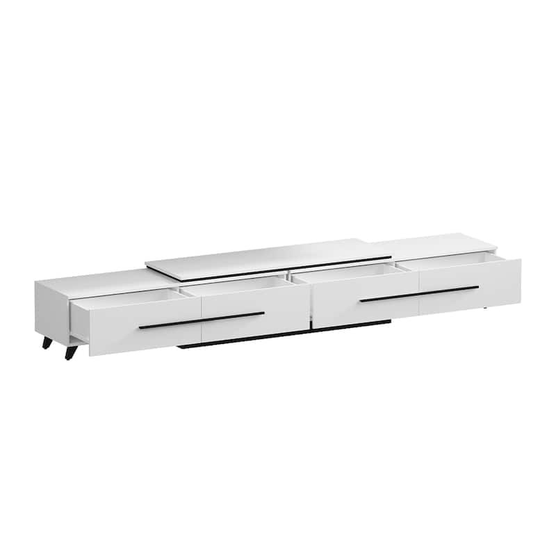 Large Entertainment Stand for TV Up to 55-85 Inch, French White/Black