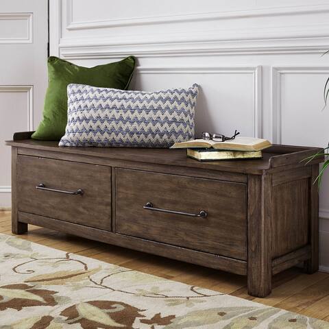 Sonoma Road Weathered Beaten Bark Antique Pewter Metal Storage Hall Bench