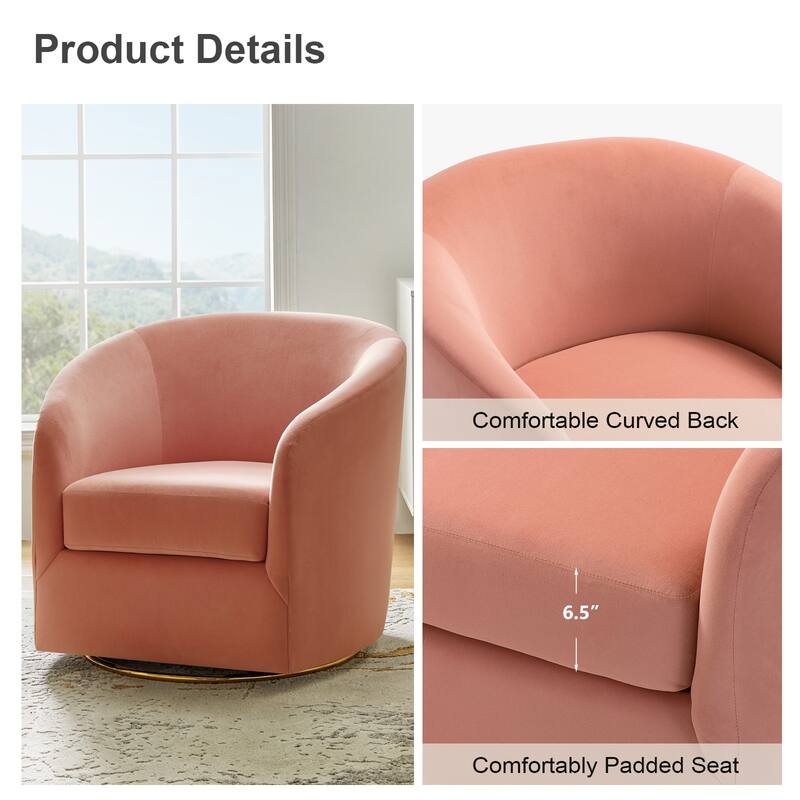 Eleuterio Modern Upholstered Swivel Accent Barrel Chair with Metal Base Set of 2 by HULALA HOME