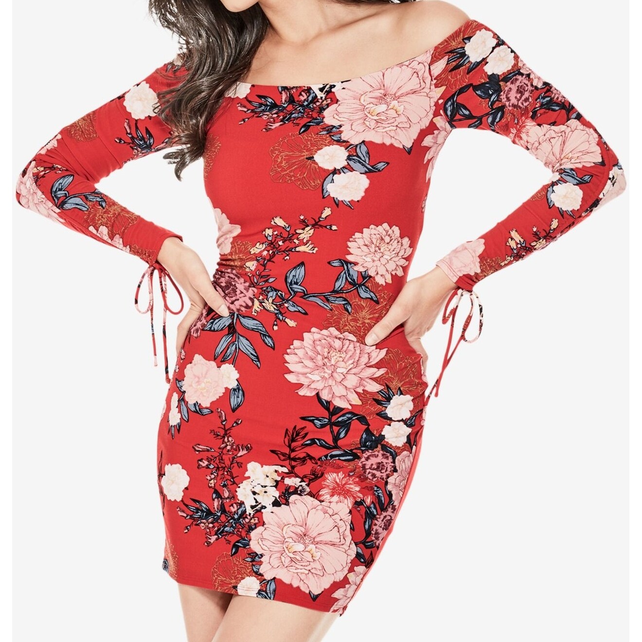 guess red floral dress