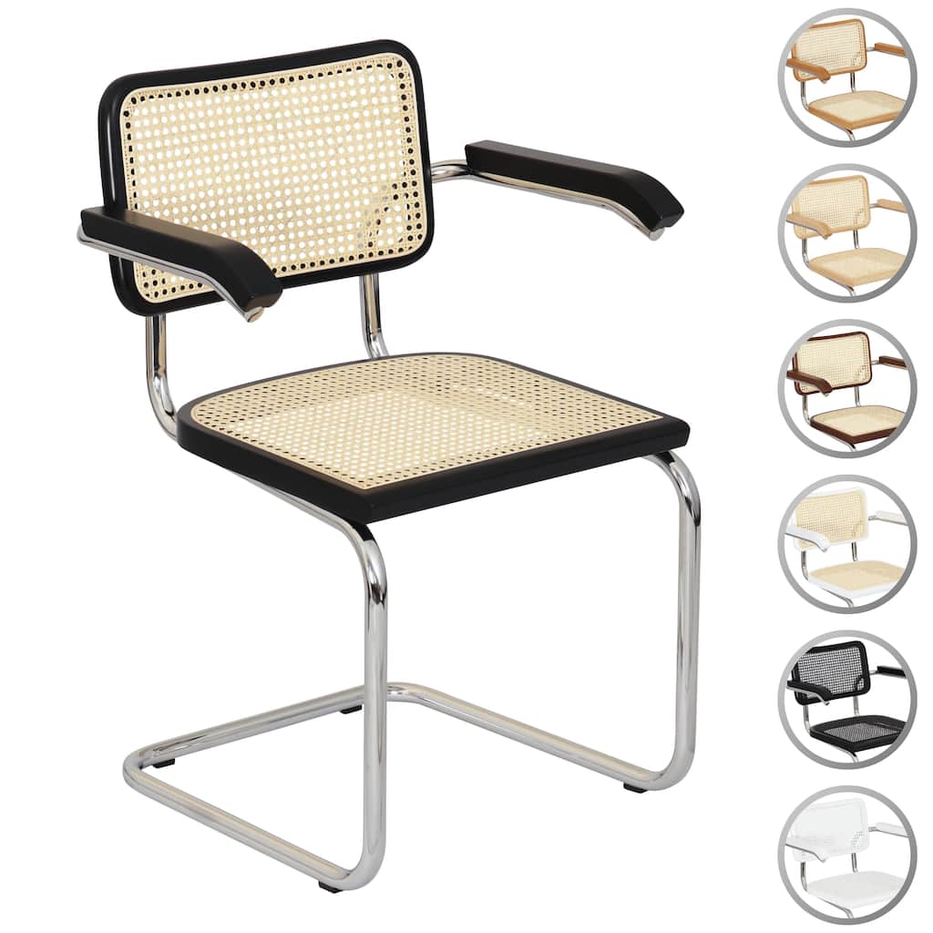 Breuer Chair Company Marcel Breuer Cesca Cane Cantilever Armchair Arm Chair w/ Chrome Steel Frame (Various Wood & Cane Colors)