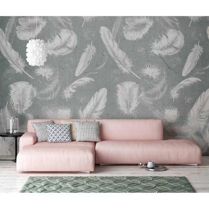GK Wall Design Vintage White Feather Pattern Modern Minimalist Removable Wallpaper