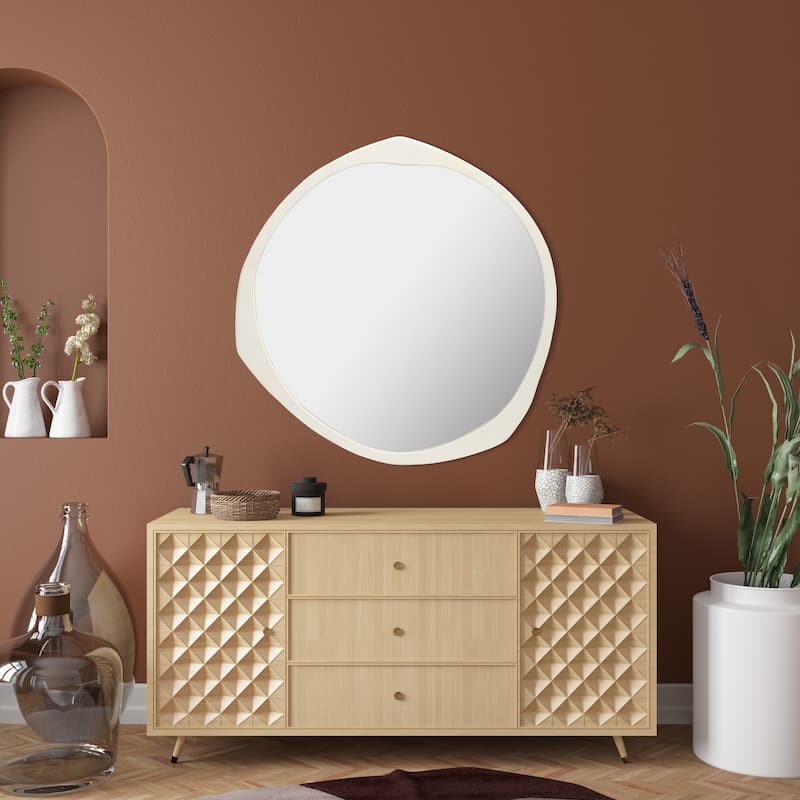SAFAVIEH Lexus 38" Mirror - Ivory - 38Wx1Dx38H - Ivory - 38Wx1Dx38H