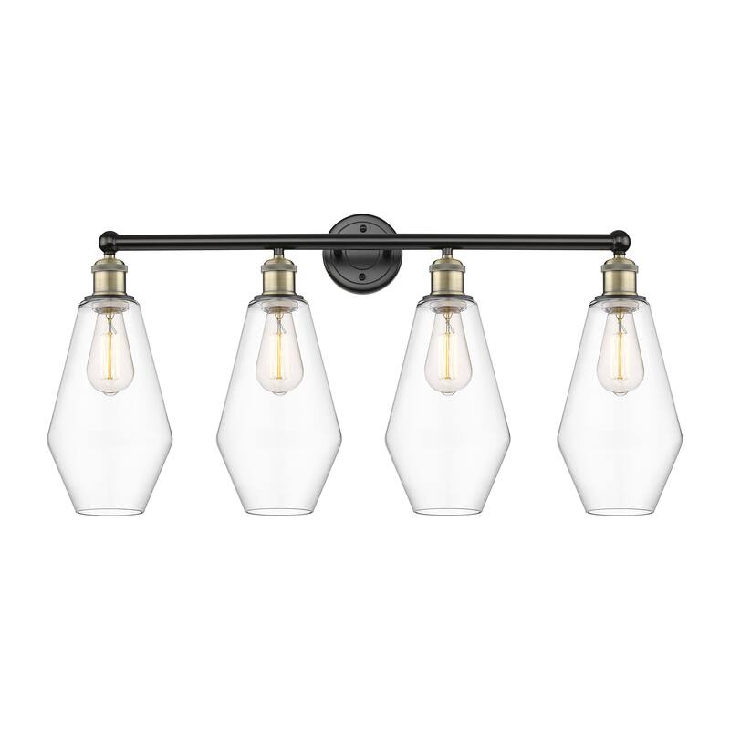 Innovations Lighting Cindyrella - 4 Light 34" Bath Vanity Light - Clear/Black Antique Brass