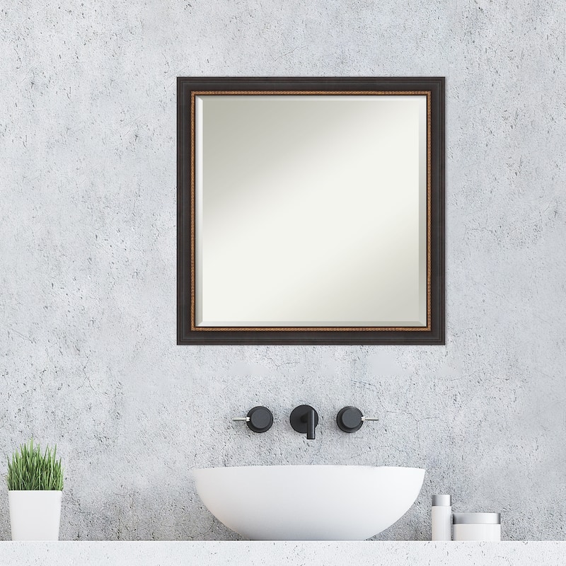 Beveled Wood Bathroom Wall Mirror - Ashton Black Frame - Ashton Black
