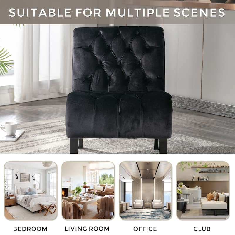 Modern Velvet Armless Living Room Chairs Set of 2