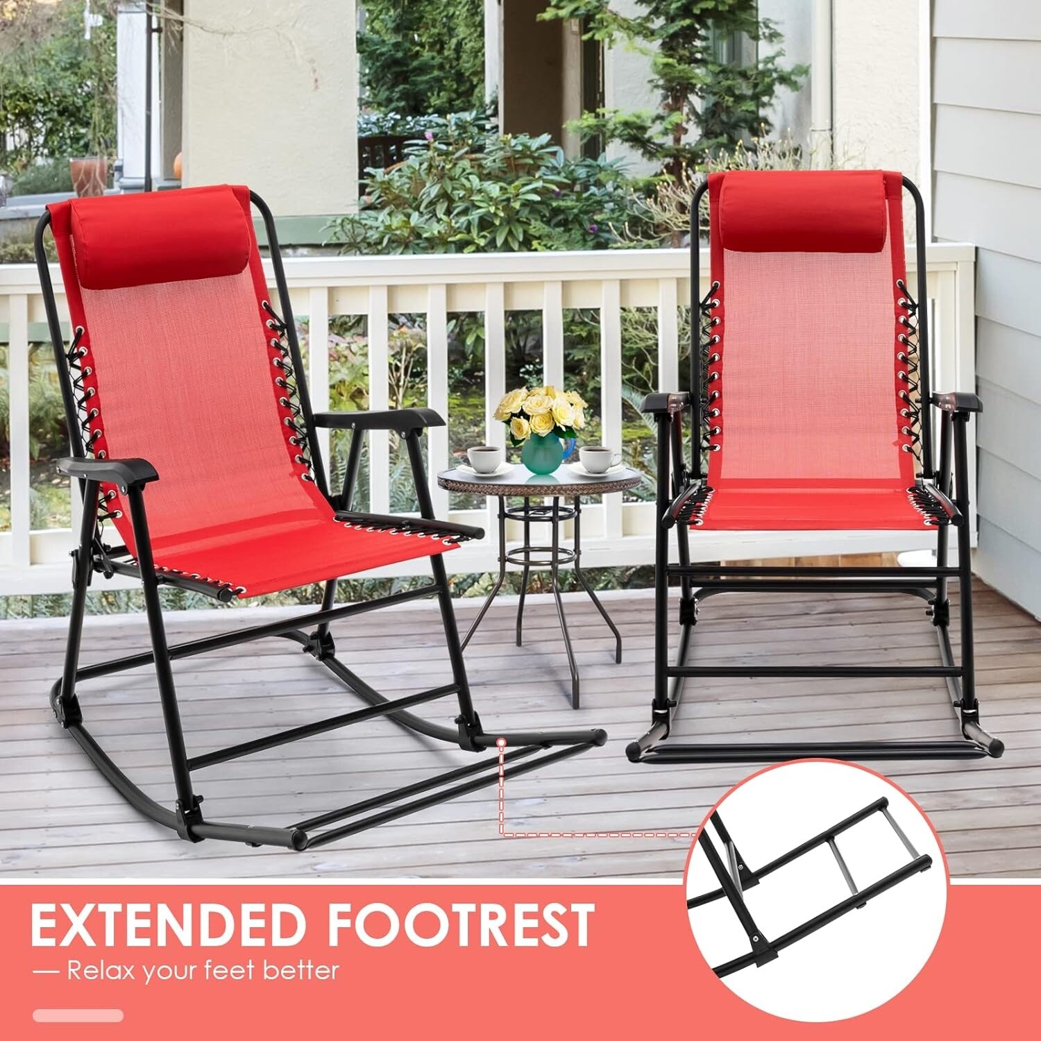 椅子 Folding rocking chair Folding Rocking Chair, Zero Gravity Rocking Camping Chair - Bed