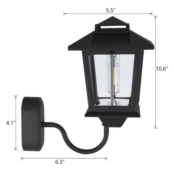 Outdoor Solar Wall Lantern Sconce Dusk to Dawn LED Lights Bed Bath
