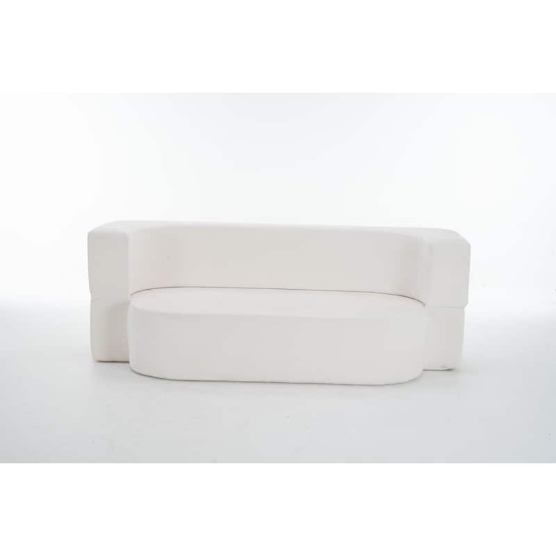 3-Seater Convertible Sofa Bed, Chenille Fabric Sleeper Sofa, High-Density Sponge Daybed, No Assembly Required