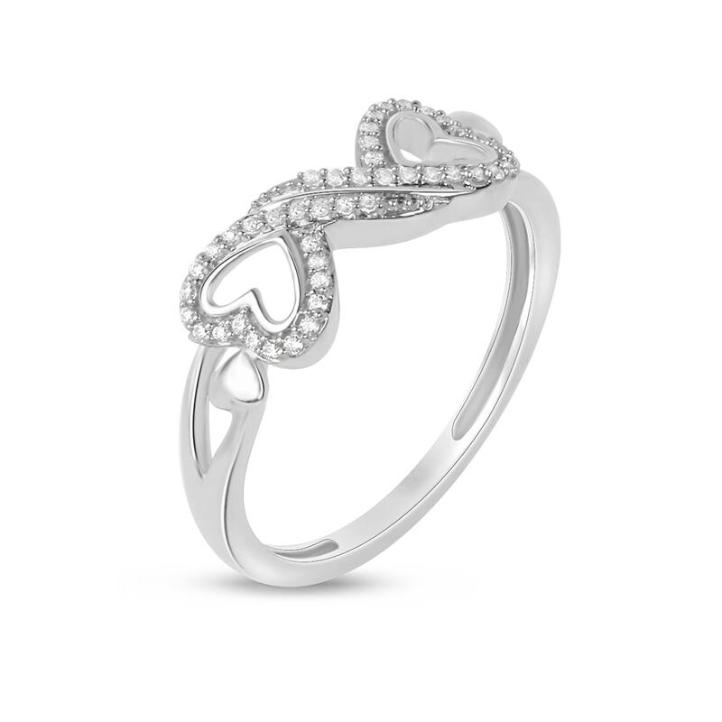1/8ct TDW Diamond Infinity Heart Promise Ring in 10K Gold for Women