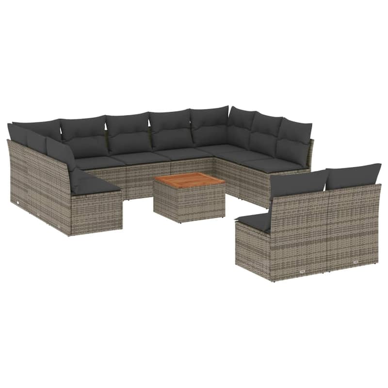 vidaXL Patio Sofa Set with Cushions Outdoor Furniture 12 Piece Poly Rattan - 24.4 x 24.4 x 27.2
