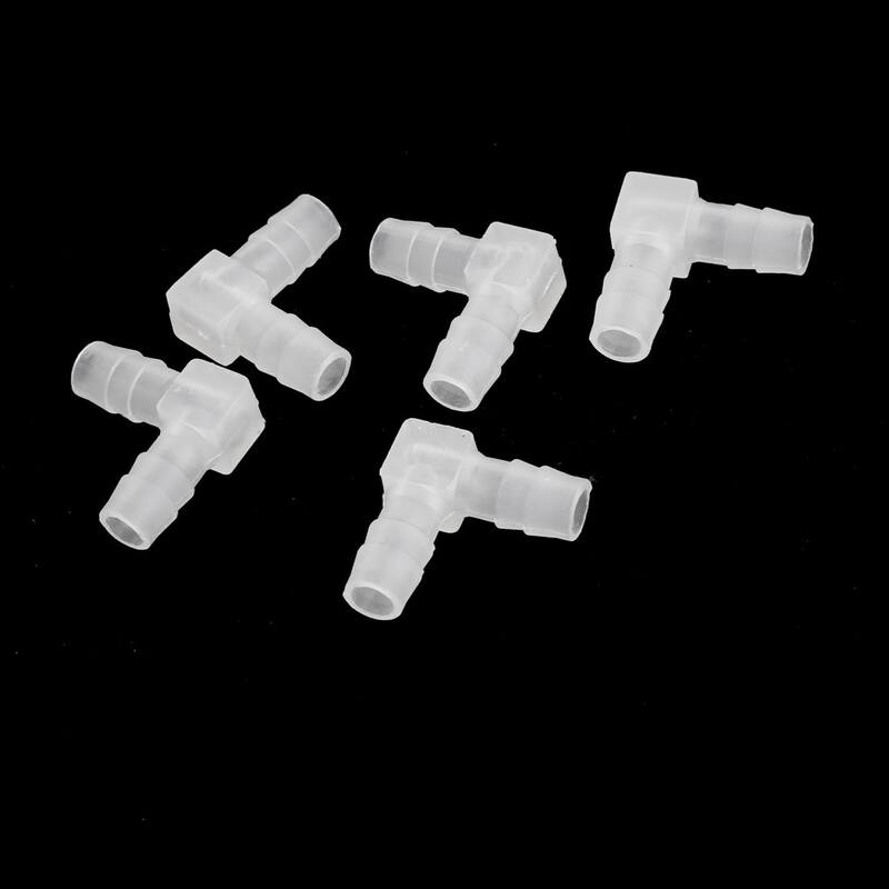 2 Way L Shape Air Water Line Coupling 5/16" Dia Hose Joiner 5 Pcs - Clear White