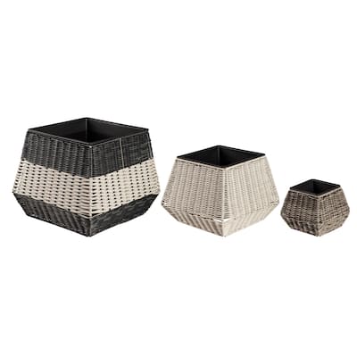 Short Resin Wicker Planter (Set of 3)