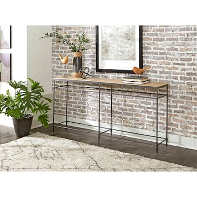 Fenway 74" Mango Solid Wood and Metal Sofa Console Table - 74 inches long x 14 inches wide x 35.5 inches high