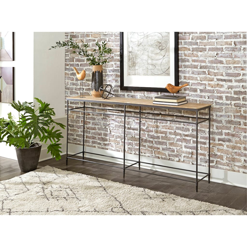 Fenway 74" Mango Solid Wood and Metal Sofa Console Table - 74 inches long x 14 inches wide x 35.5 inches high