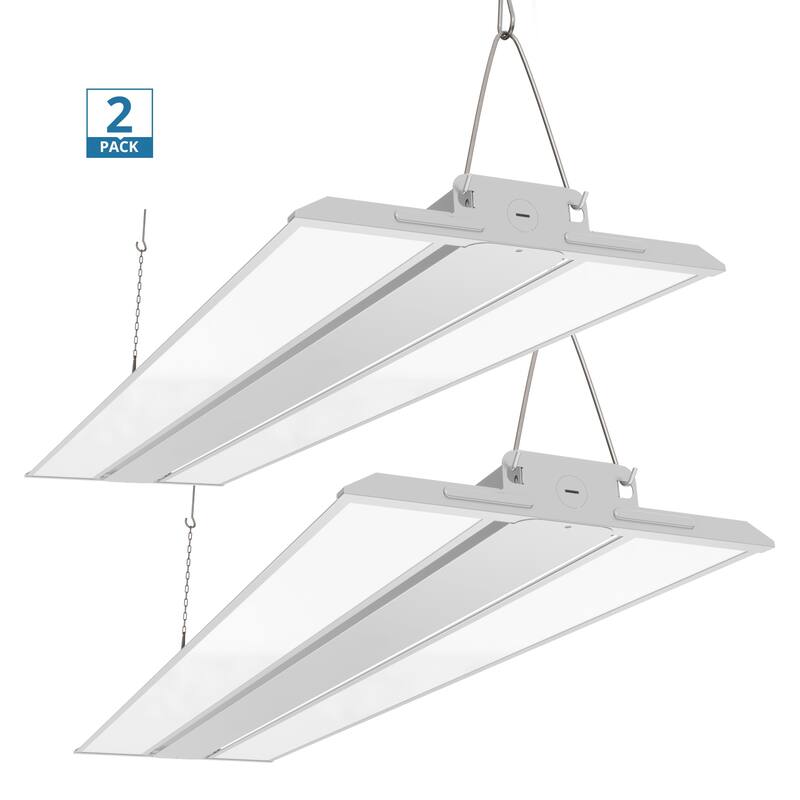 2 Pack 4FT LED Linear High Bay Shop Light, 250W LED Shop Light, 31250lm 125LM/W, 100-277V, 0-10V Dim, 5000K Daylight - White