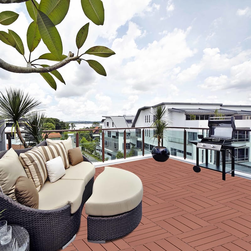 Plastic Interlocking Deck Tiles, 12.00"x12.00"(Pack of 44 ), Patio Flooring Outdoor Waterproof All Weather Use for Garden