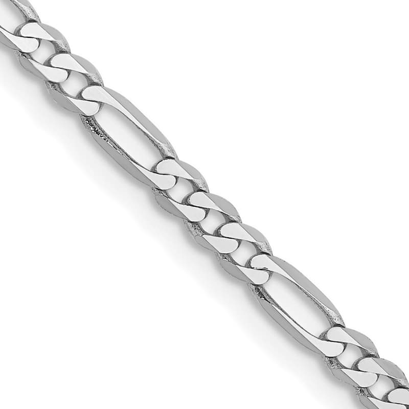 Curata Women's 14k White Gold 2.75mm Flat Figaro Chain Anklet - 10 Inch