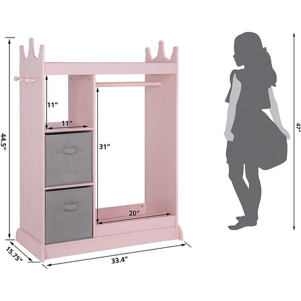 dimension image slide 1 of 2, UTEX Kids Dress up Storage with Mirror and Storage Bin,Kids Armoire Dresser,Costume Closet,Pretend Storage Closet for Kids