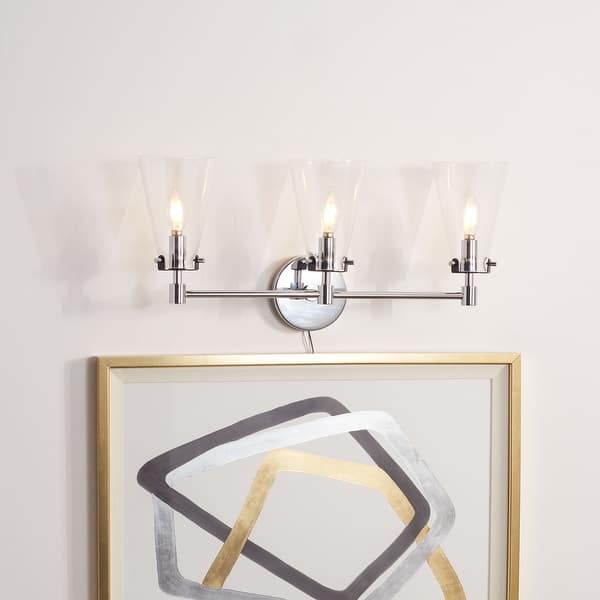 slide 2 of 10, SAFAVIEH Lighting Lonsen 3-light LED Vanity Sconce - 22.8" W x 6.9" L x 9.8" H Chrome