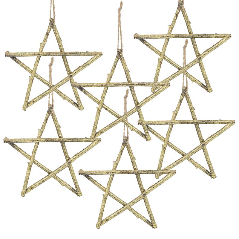 A&B Home Set of 6 Rattan Stars - Brown/Gold