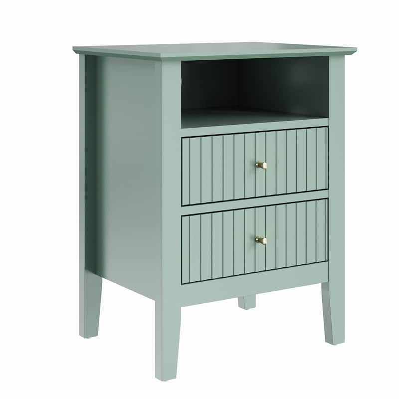 2 Drawers Nightstand with Charging Station