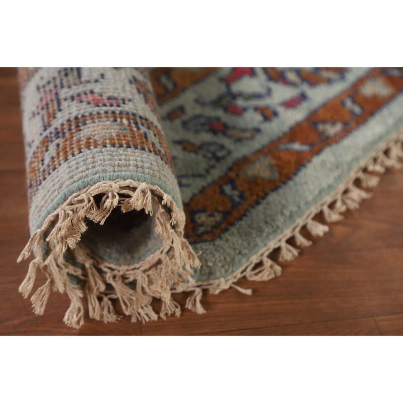Heriz Serapi Indian Octagon Area Rug Handmade Wool Carpet - 5'11"x 6'1"