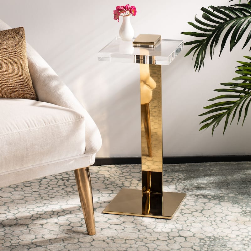 SAFAVIEH Couture Shiloh Acrylic Drink Table - 9.8" W x 9.8" L x 24" H - 10Wx10Dx24H