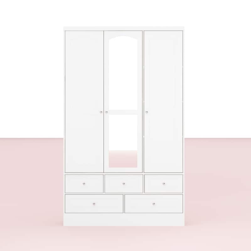 Modular Majesty Double Wardrobe Mirror-Front Storage Closet Armoires