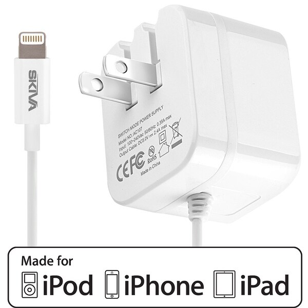 iPhone X Charger, Skiva PowerFlow 2.4-Amps 12W AC Wall Foldable Plug Charger for iPhone X / 8 / 8 plus / 7 7+, iPad Pro Air