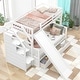 preview thumbnail 14 of 22, Twin over Full Bunk Bed with Slide, Drawers, Storage Grids & Guardrails, Space-Saving Design, Interchangeable Ladder, Grey