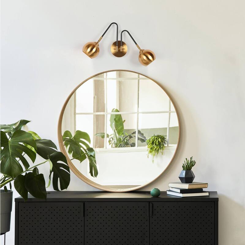 Marden Modern 2-Light Black Gold Wall Sconce Bathroom Vanity Lights with Metal Shades - 19.5 "