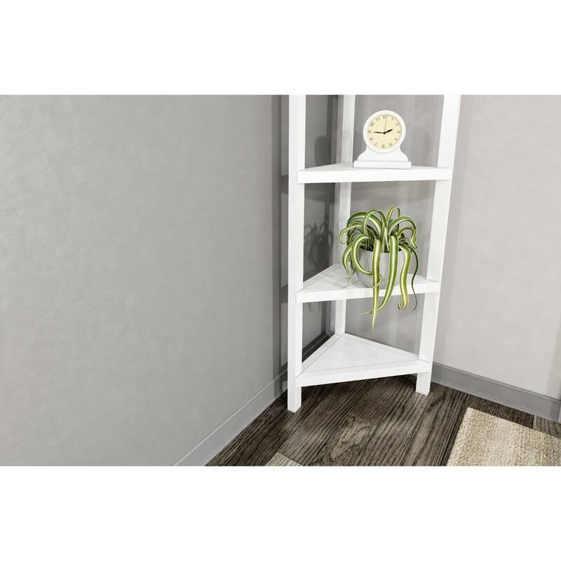 Solid Wood Corner Bookcase for Living Room and 5-Shelf Vertical Unit - 15.25” D x 26.5” W x 60” H
