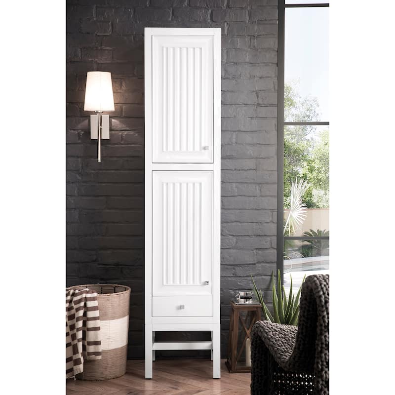Athens 15" Tower Hutch - Left (Top Cabinet Only) - 14.8 x 14.9 x 57.8 - Glossy White