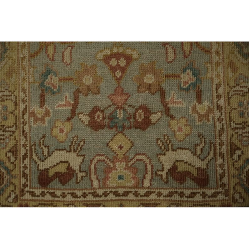 Hand Knotted Oriental 100% Wool Carpet Traditional Floral Navy Blue & Blues Ziegler Area Rug - 3' 2'' X 1' 10''
