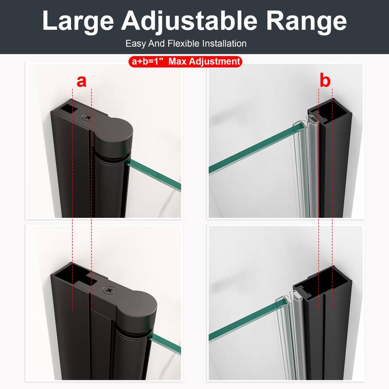 34"W x 72"H Frameless Circular Pivot Shower Door With 1/4" (6mm) Thick SGCC Tempered Glass