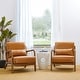 preview thumbnail 2 of 107, Glitzhome Set of 2 30.75"H Mid-Century Modern PU Leather Accent Armchairs with Rubberwood Frame - 25.75"L x 33.75"W x 30.75"H