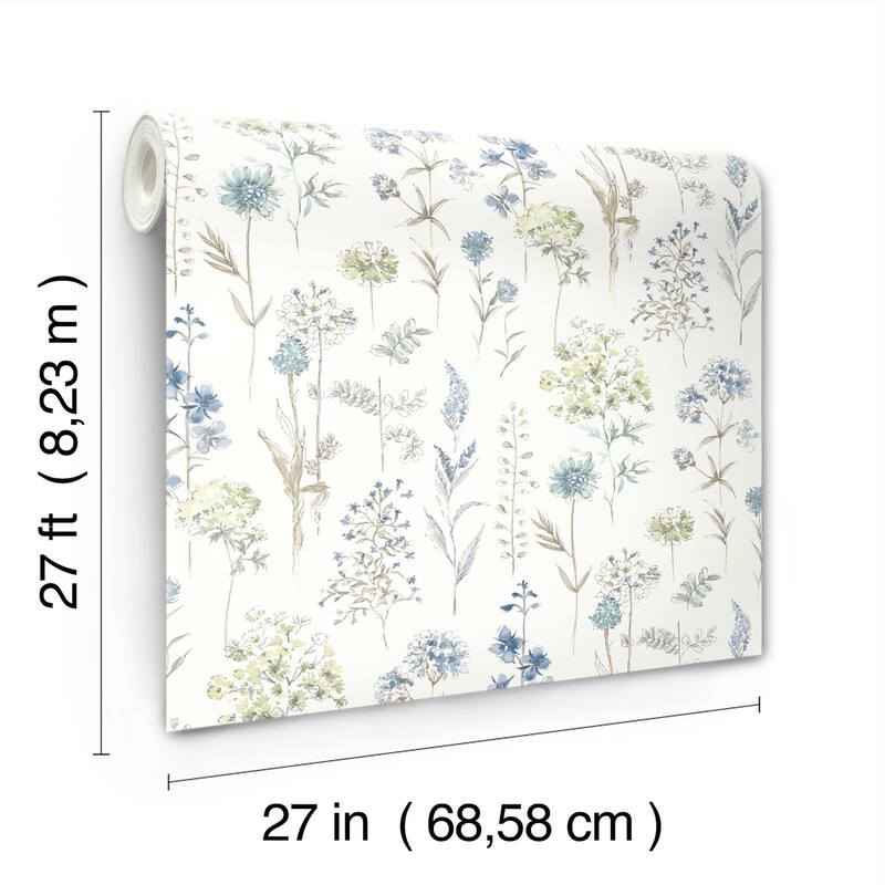 Chesapeake Bergamot Sea Green Wildflower Wallpaper