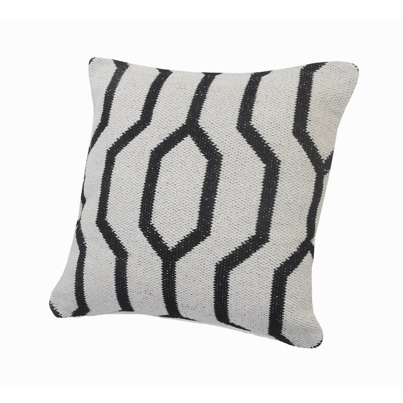 HomeRoots 20" X 20" White And Black 100% Cotton Geometric Zippered Pillow