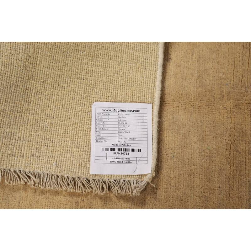 Gabbeh Oriental Foyer Rug Hand-Knotted Solid Wool Carpet - 2'9"x 4'1"