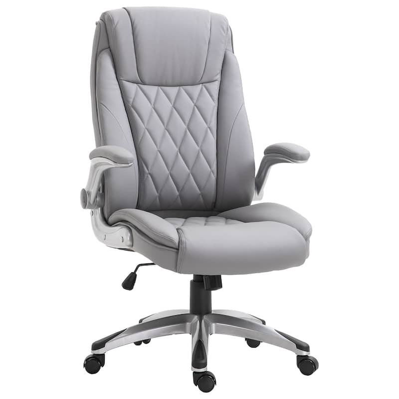 High Back Executive Office Chair, Faux Leather Computer Desk Chair with Lumbar Support, Ergonomic Home Office Chair - N/A - Grey
