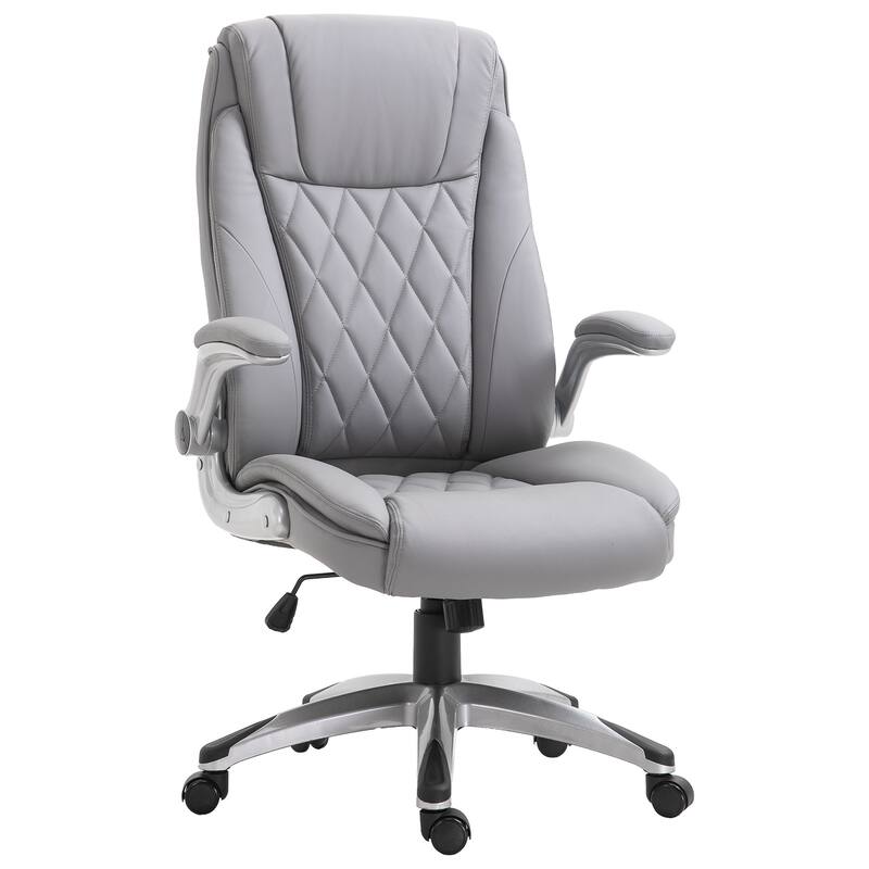 Vinsetto High Back 360° Swivel Ergonomic Home Office Chair with Flip Up Arms, Faux Leather Computer Desk Rocking Chair