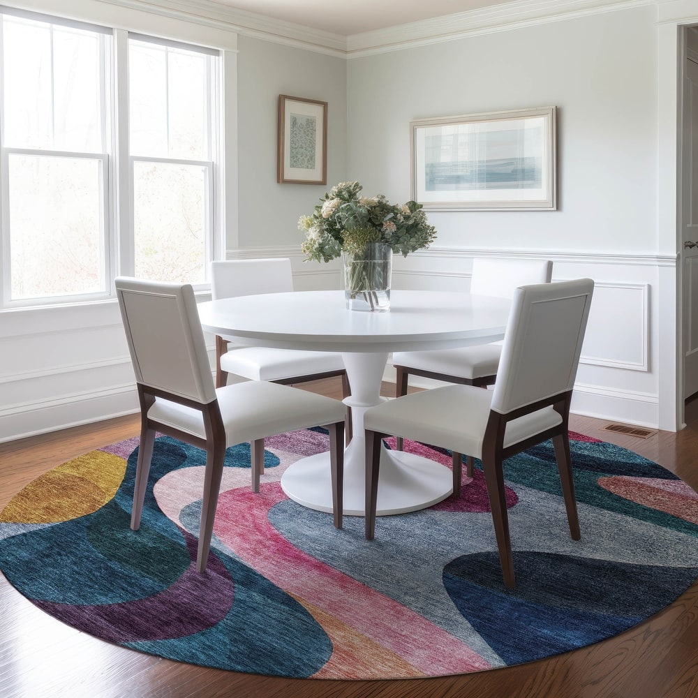 Machine Washable Indoor/ Outdoor Abstract Chantille Rug