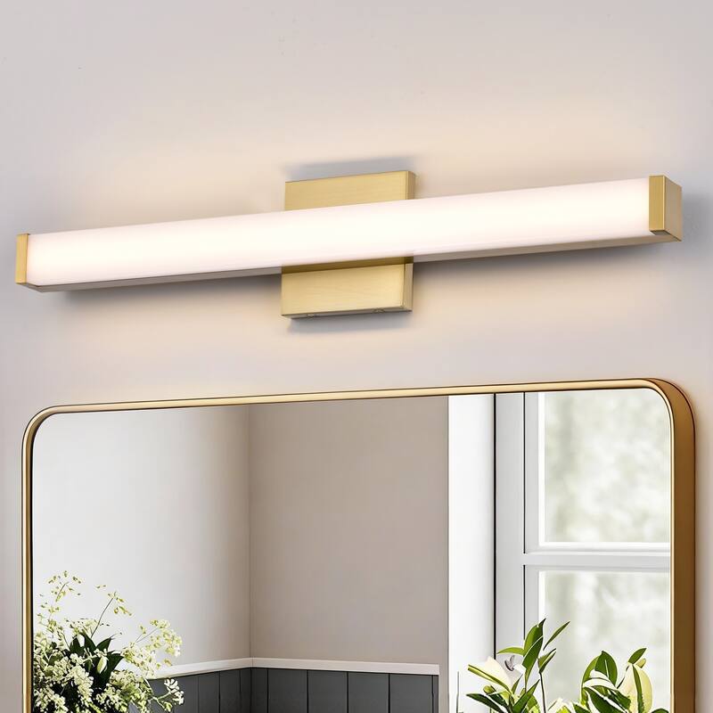 Modern Integrated LED Vanity Light Bar - 6 Variants (24in/30in, Matte Black/Brushed Nickel/Gold), 3000K, Damp Rated for Bathroom - 24 in. - Gold